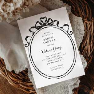 Convites Arco de fita antigo Chá de panela de quadro vitori