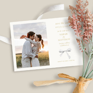 Convites Arco de Fita Chic Simples Off White Save Date