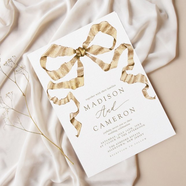 Convites Arco de Fita de Água Dourada e Casamento Branco (Criador carregado)