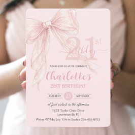 Convites Arco de Fita Rosa Coquette Blush para Aniversário