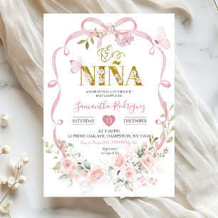Convites Arco de Flor Rosa Coquette Doce É Nina Churrasco d
