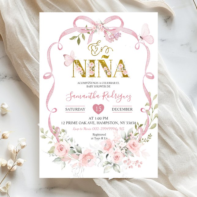 Convites Arco de Flor Rosa Coquette Doce É Nina Churrasco d (Criador carregado)