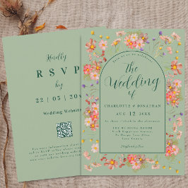 Convites Arco de Flor Silvestre Elegante em Verde Sálvia pa