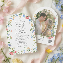 Convites Arco de Foto de Casamento em Prado de Flores Silve
