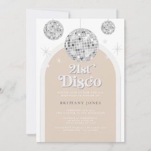 Convites Arco de glitter do 21º Silver Retro Disco