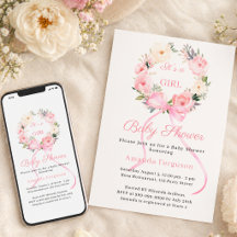 Arco de grinalda floral rosa para chá de bebê meni