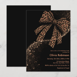 Convites Arco de Impressão de Leopardo Brilho Dourado Preto