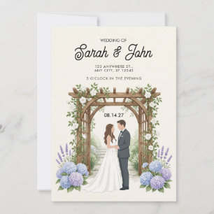 Convites Arco de Jardim Casal Aquarela Hortênsia
