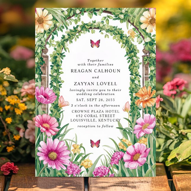 Convites Arco de Jardim Floral e Casamento de Borboleta (Criador carregado)