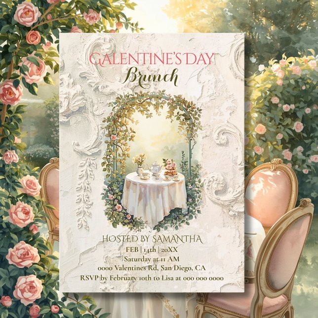 Convites Arco de Jardim Rococó Iluminado pelo Sol Galentine (Criador carregado)
