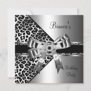 Convites Arco de Joia de Diamante Leopardo Branco Preto Pra