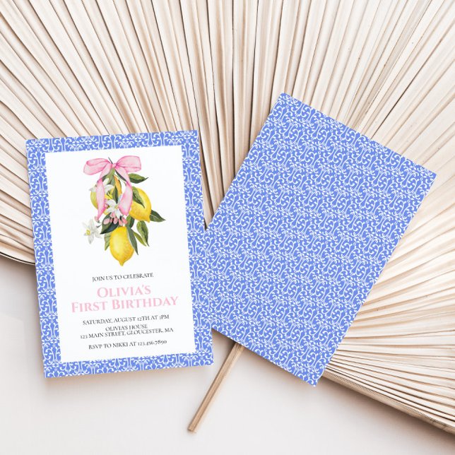 Convites Arco de limão rosa, pré-disquete, aniversário da C (Criador carregado)