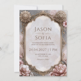 Convites Arco de Moldura Mandala Rosa Casamento