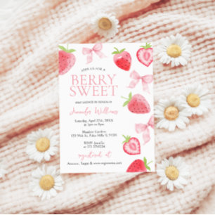 Convites Arco de morango rosa Berry Sweet Baby Girl Chá