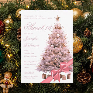 Convites Arco de Natal em Rosa Dourado para Doce 16 Anivers