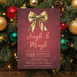 Convites Arco de Natal Vermelho Dourado Jingle & Mingle Fes