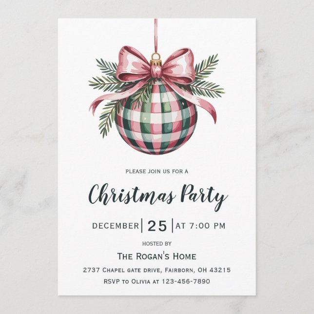 Convites Arco de Ornamento de Natal em Aquarela Festa de Fé (Frente)