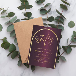 Convites Arco de ouro burgundy, 50 anos, luxo