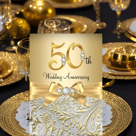 Convites Arco de Ouro Elegante com Diamante para 50º Aniver