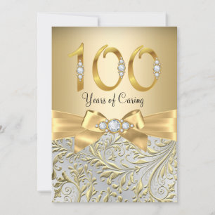 Convites Arco de Ouro Elegante Diamante 100º Aniversário