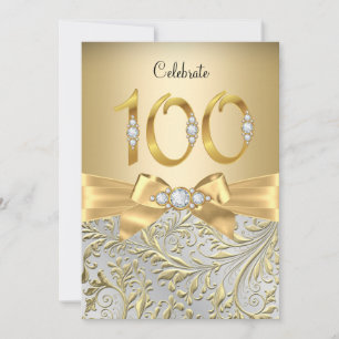 Convites Arco de Ouro Elegante Diamante 100º Aniversário