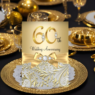 Convites Arco de Ouro Elegante Diamante 60º Aniversário