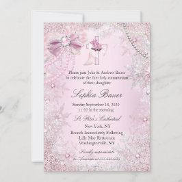 Convites Arco de Pérola Rosa Cruz Sagrada Comunhão ou Batis