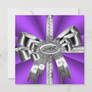 Convites Arco de Prata Roxo 30ª Gemas Pretas Brancas