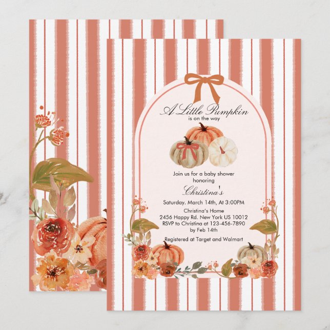 Convites Arco de queda Boho Pumpkin Babyshower (Frente/Verso)