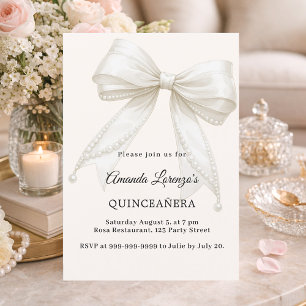 Convites Arco de Quinceanera marfim creme pérolas elegante