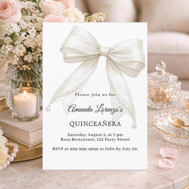 Convites Arco de Quinceanera marfim pérolas brancas elegant (Criador carregado)