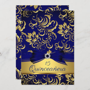 Convites Arco de Quinceanera Marinho Azul Dourado