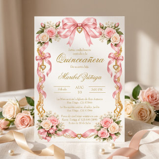 Convites Arco de Rosa Floral Quinceañera aniversário