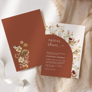 Convites Arco de Terracota de Flor Silvestre para Chá de No