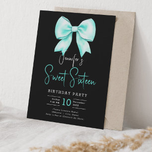 Convites Arco de Turquesa - Script Coquette Sweet 16 Black