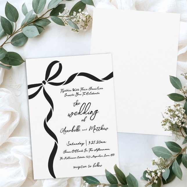 Convites Arco Desenhado à Mão Casamento Caprichoso (Hand Drawn Bow Whimsical Wedding Invitation)