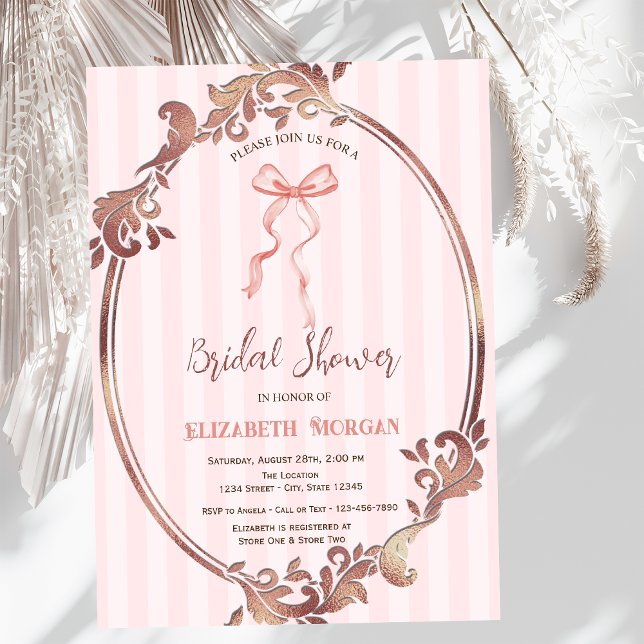 Convites Arco desenhado à mão, Chá de panela de faixas rosa (Criador carregado)