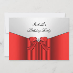 Convites Arco Diamond da Festa de aniversário branca vermel