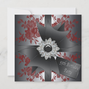 Convites Arco Diamond Mulheres Rosa vermelha 55.a Festa de