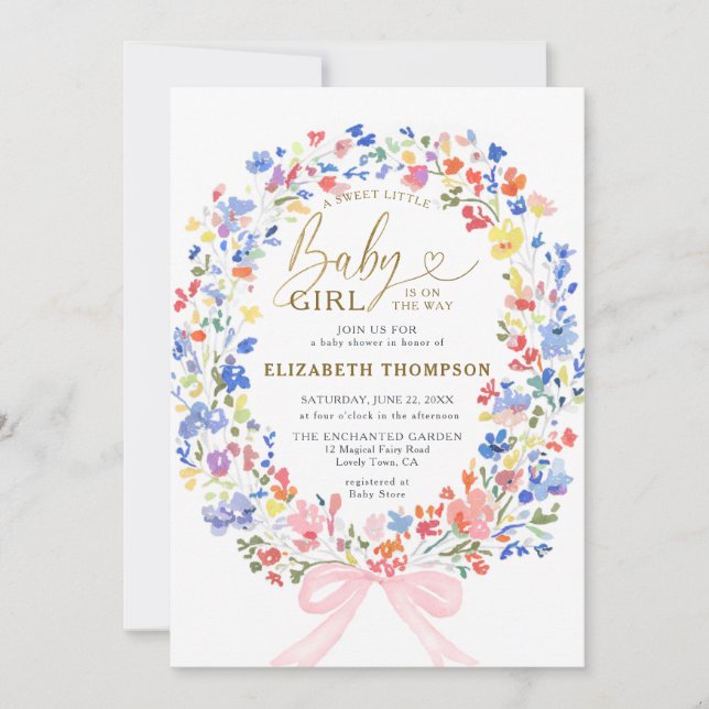 Convites Arco do Jardim Flores, Chá de Bebê (Frente)
