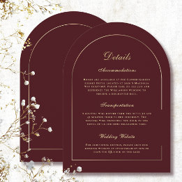 Convites Arco Dourado Detalhes Casamento Fundo Borgonha