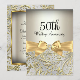 Convites Arco Dourado Elegante & Rodopio Floral 50º Anivers