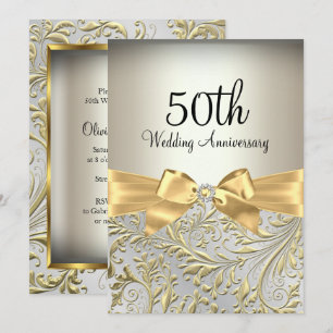 Convites Arco Dourado Elegante & Rodopio Floral 50º Anivers