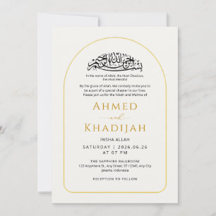 Convites Arco Dourado Moderno Quadro de Casamento Islâmico