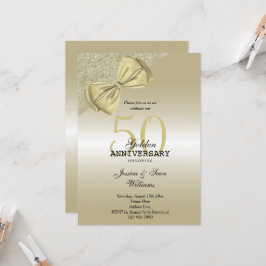 Convites Arco Dourado Romântico & Brilho Bodas de 50 Anos