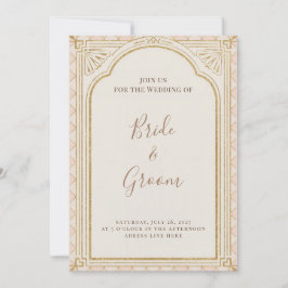 Convites Arco Dourado Rosa Bege Art Déco Gatsby Elegante An