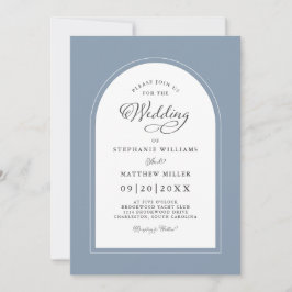 Convites Arco Elegante Caligrafia Moderna Casamento Azul Po