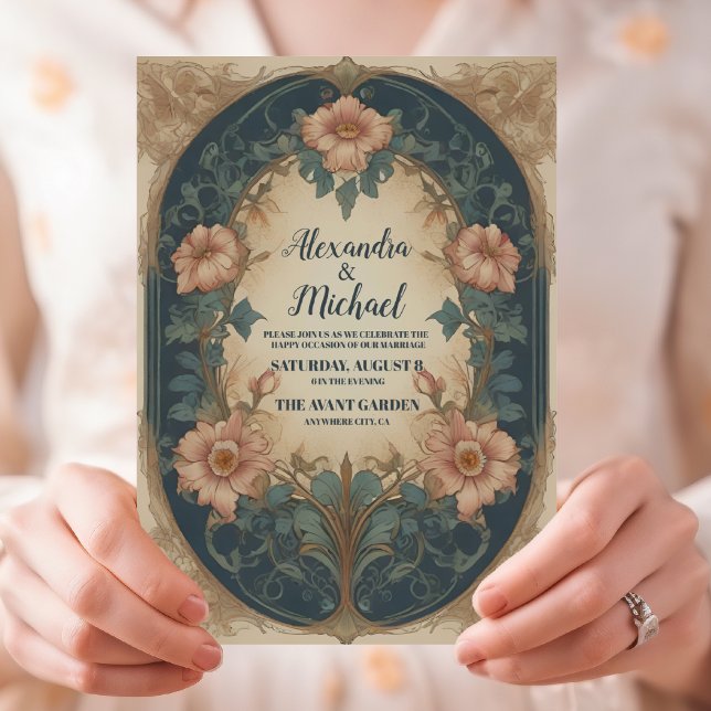Convites Arco Elegante Casamento Art Nouveau (Criador carregado)
