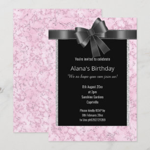 CONVITES ARCO ELEGANTE DE PINK SILVER PRETO