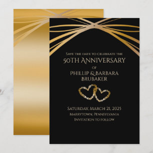 Convites Arco Elegante Dourado Aniversário de 50 Anos Salve